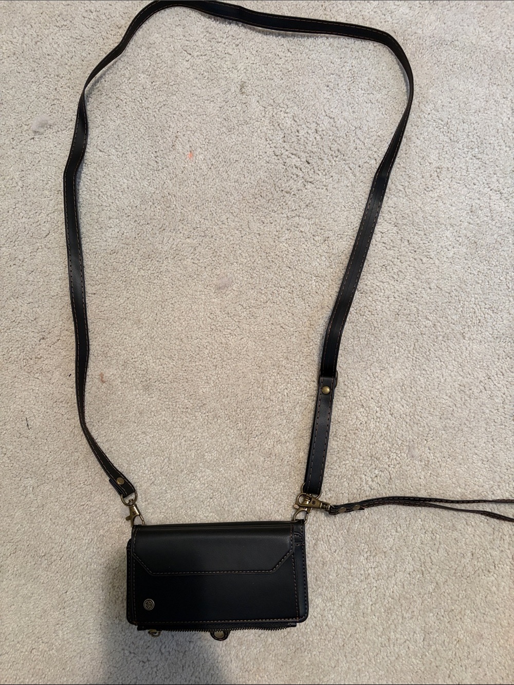 Black Crossbody Wallet Bag - Women's Compact Shoulder Bag